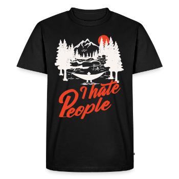I hate People - T-shirt Premium bio Homme - noir - Devant - Nico (187cm)