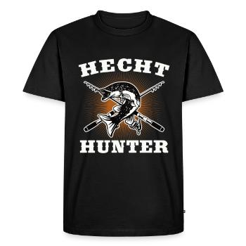 Hecht Hunter - Männer Premium Bio T-Shirt - Schwarz - Vorne - Nico (187cm)