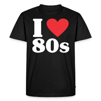 80 amour coeur nostalgie cadeau anniversaire - T-shirt Premium bio Homme - noir - Devant - Nico (187cm)