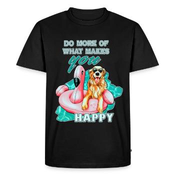 Flamingo Golden Retriever disant | Oeuvre de Yolo - T-shirt Premium bio Homme - noir - Devant - Nico (187cm)