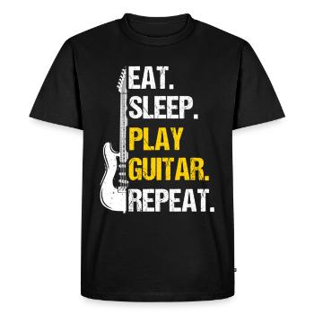 Eat Sleep Play Guitar Repeat - T-shirt Premium bio Homme - noir - Devant - Nico (187cm)