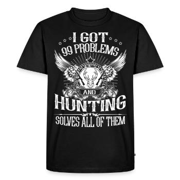 La chasse résout le problème - T-shirt Premium bio Homme - noir - Devant - Nico (187cm)