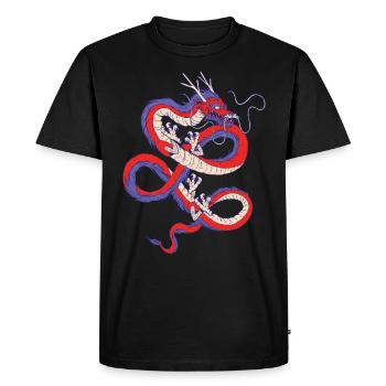 Tshirt avec dragon chinois Chine chinoise - T-shirt Premium bio Homme - noir - Devant - Nico (187cm)