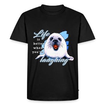 Laughing Seal Yolo artwork - Men's Premium Organic T-Shirt - black - Front - Nico (187cm)