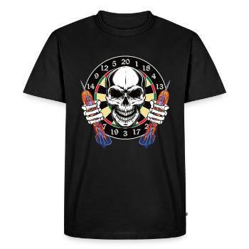 Dart skull with burning arrows - Men's Premium Organic T-Shirt - black - Front - Nico (187cm)