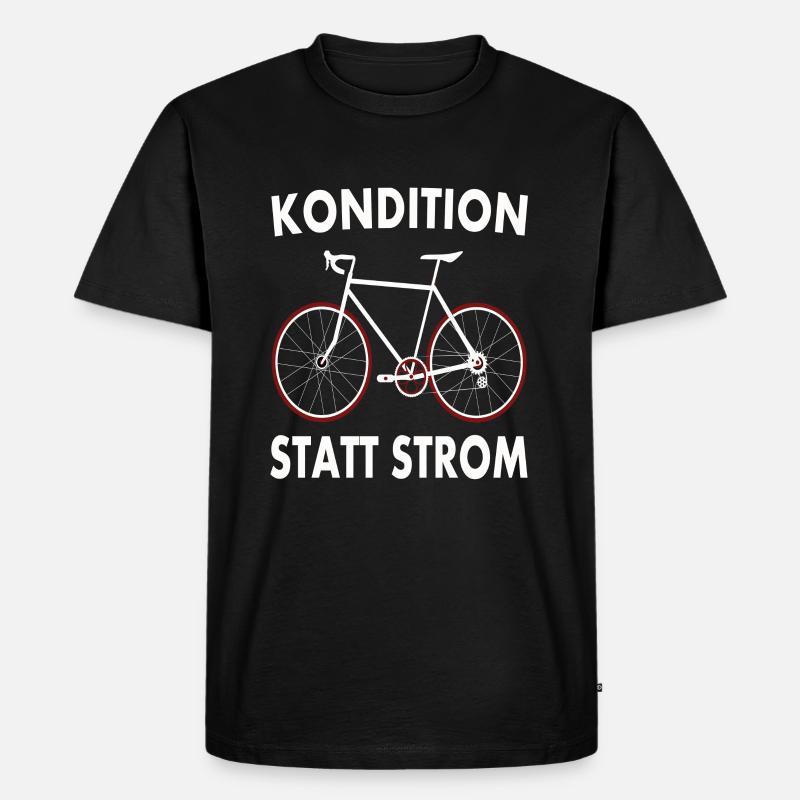 Kondition statt Strom - Männer Premium Bio T-Shirt - Schwarz