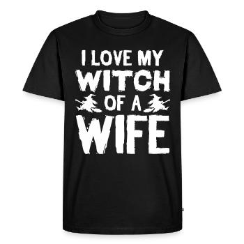 Épouse mariage saint valentin anniversaire de mariage - T-shirt Premium bio Homme - noir - Devant - Nico (187cm)