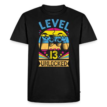13th birthday shirt 13 years level 13 unlocked - Men's Premium Organic T-Shirt - black - Front - Nico (187cm)