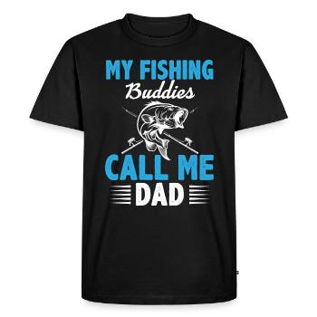 Chemise de pêche pour partenaire de pêche père et fils - T-shirt Premium bio Homme - noir - Devant - Nico (187cm)