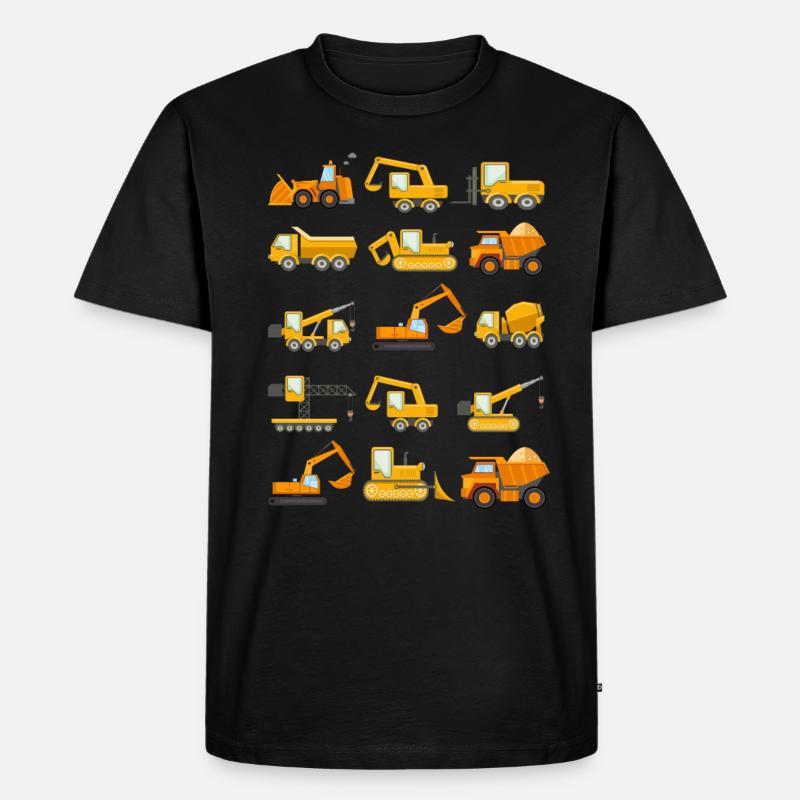 Construction Diggers Trucks Vehicles Design - Männer Premium Bio T-Shirt - Schwarz
