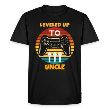 Leveled Up To Uncle - Men's Premium Organic T-Shirt - black - Front - Nico (187cm)