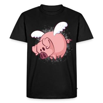 Funny flying pig - T-shirt Premium bio Homme - noir - Devant - Nico (187cm)
