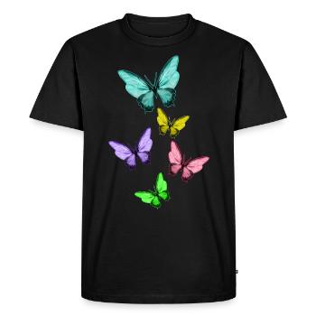Cute Colorful Butterflies Vintage Butterfly - Men's Premium Organic T-Shirt - black - Front - Nico (187cm)