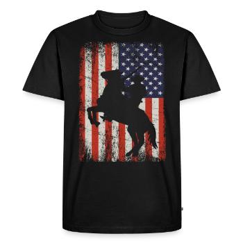 shirt western with american flag - T-shirt Premium bio Homme - noir - Devant - Nico (187cm)