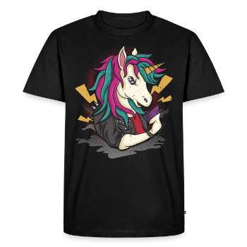 heavy metal unicorn rock - T-shirt Premium bio Homme - noir - Devant - Nico (187cm)