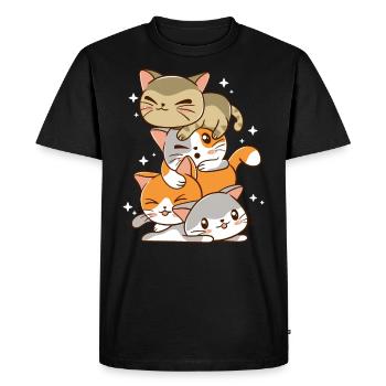 kawaii cat pile shirt - Men's Premium Organic T-Shirt - black - Front - Nico (187cm)