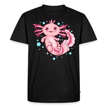axolotl shirt women - kawaii axolotl - Men's Premium Organic T-Shirt - black - Front - Nico (187cm)