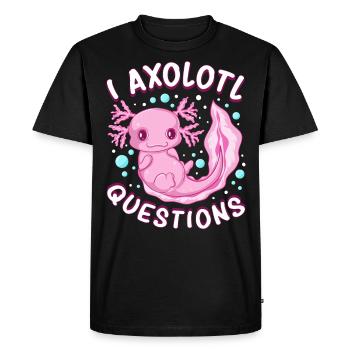 i axolotl questions shirt - axolotl kawaii - Men's Premium Organic T-Shirt - black - Front - Nico (187cm)