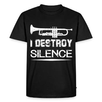 i destroy silence trombone tee shirt - T-shirt Premium bio Homme - noir - Devant - Nico (187cm)