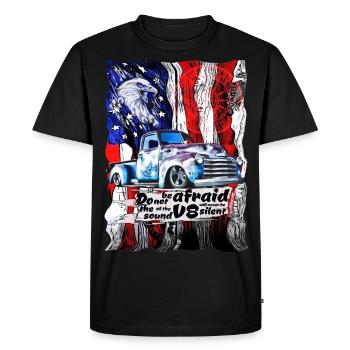 Légendaire V8 camion drapeau américain Adler - T-shirt Premium bio Homme - noir - Devant - Nico (187cm)