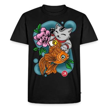 maneki neko - Men's Premium Organic T-Shirt - black - Front - Nico (187cm)