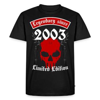 Légende depuis 2003 - T-shirt Premium bio Homme - noir - Devant - Nico (187cm)