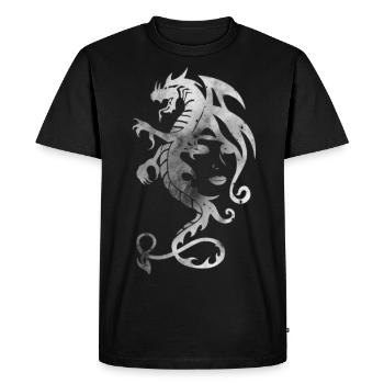 dragon tribal face - T-shirt Premium bio Homme - noir - Devant - Nico (187cm)