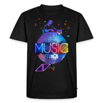 Musique DJ, musique, disco, leds. - T-shirt Premium bio Homme - noir - Devant - Nico (187cm)