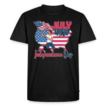 Drapeau de la carte américaine du 4 juillet pour le 4 juillet - T-shirt Premium bio Homme - noir - Devant - Nico (187cm)