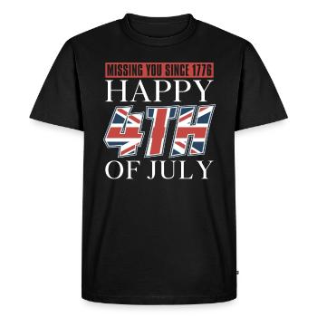 America July 4 Happy Fourth Of July British - Men's Premium Organic T-Shirt - black - Front - Nico (187cm)