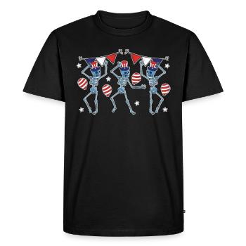 July 4 American Flag Funny Dance Skeleton - Men's Premium Organic T-Shirt - black - Front - Nico (187cm)