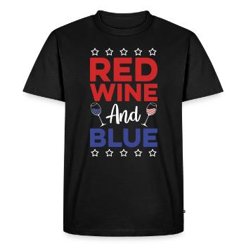 Vin rouge américain du 4 juillet et - T-shirt Premium bio Homme - noir - Devant - Nico (187cm)