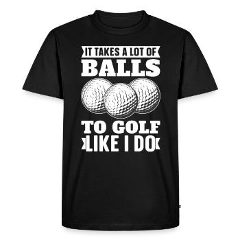 Il faut beaucoup de balles pour jouer au golf comme je le fais. - T-shirt Premium bio Homme - noir - Devant - Nico (187cm)
