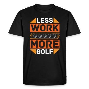 Moins de travail, plus de golf pour les golfeurs - T-shirt Premium bio Homme - noir - Devant - Nico (187cm)