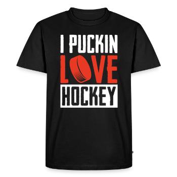 J’aime le hockey pour les joueurs de hockey et les partisans - T-shirt Premium bio Homme - noir - Devant - Nico (187cm)