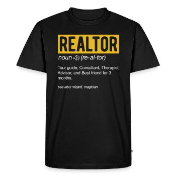 Définition amusante du courtier pour les agents immobiliers - T-shirt Premium bio Homme - noir - Devant - Nico (187cm)