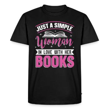 Simple woman lives with her books for - Men's Premium Organic T-Shirt - black - Front - Nico (187cm)