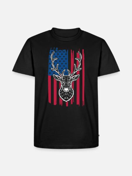 Rotwild-jagd-amerikanische Flagge Für - Männer Premium Bio T-Shirt - Schwarz