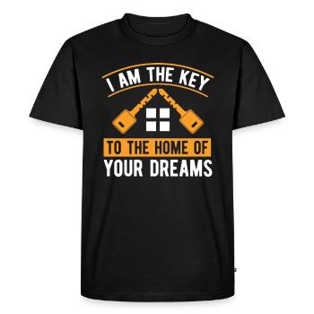 Je suis la clé de la maison pour - T-shirt Premium bio Homme - noir - Devant - Nico (187cm)
