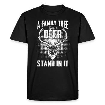 Un cerf de pedigree, celui des chasseurs de cerfs - T-shirt Premium bio Homme - noir - Devant - Nico (187cm)