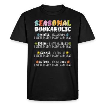 Seasonal Bookaholic For Book Lovers - Men's Premium Organic T-Shirt - black - Front - Nico (187cm)