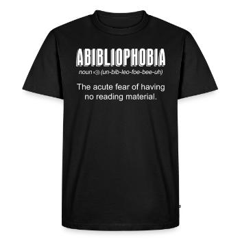 Abibliophobie pour les amateurs de livres - T-shirt Premium bio Homme - noir - Devant - Nico (187cm)