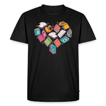 Livre de cœur pour les amateurs de livres - T-shirt Premium bio Homme - noir - Devant - Nico (187cm)