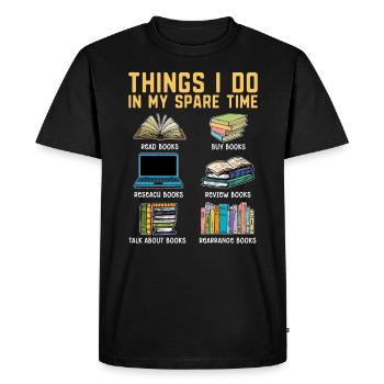 Ce que je fais pendant mon temps libre pour - T-shirt Premium bio Homme - noir - Devant - Nico (187cm)