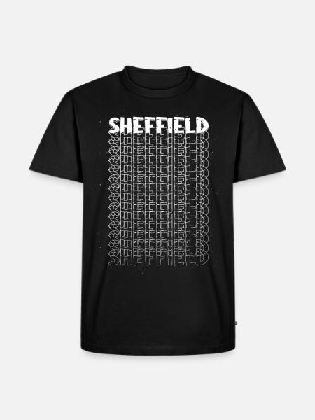 Sheffield England UK City Font Skyline Home - Men's Premium Organic T-Shirt - black