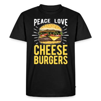 Peace Love Cheese Burger For Hamburger Lovers - Men's Premium Organic T-Shirt - black - Front - Nico (187cm)