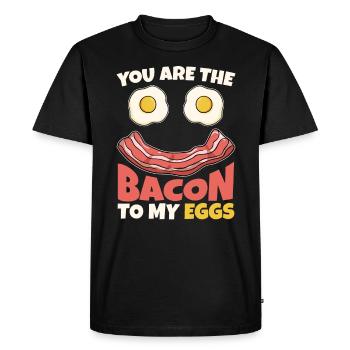 Bacon à mon œuf Petit déjeuner Amateurs de bacon - T-shirt Premium bio Homme - noir - Devant - Nico (187cm)