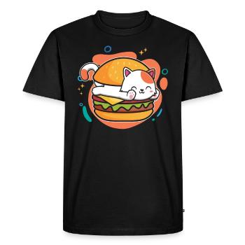 Burger Lover Sweet Cat Lover Pour Hamburgers - T-shirt Premium bio Homme - noir - Devant - Nico (187cm)