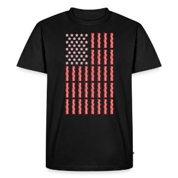 Drapeau patriotique Bacon Petit déjeuner Bacon Liebhab - T-shirt Premium bio Homme - noir - Devant - Nico (187cm)