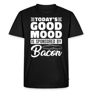 Bonne humeur Bacon Petit déjeuner Bacon Lover Viande - T-shirt Premium bio Homme - noir - Devant - Nico (187cm)